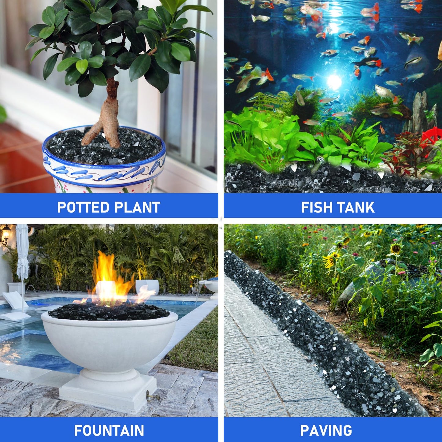Fire Glass for Fire Pit - 1/2 inch Reflective Fire Glass Rocks for Propane and Gas Fireplace