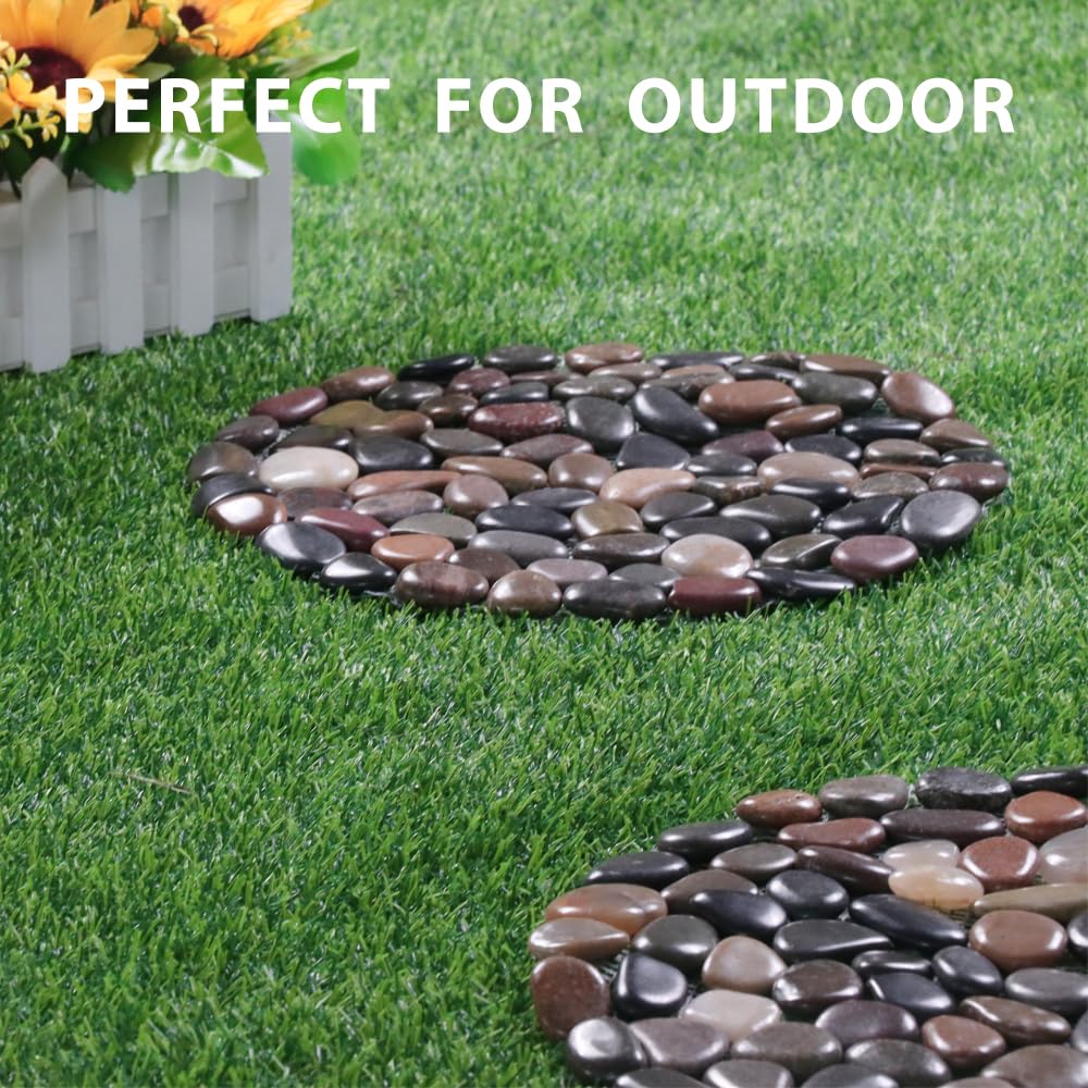 12 inch River Rock Stepping Stone - Pavers for Outdoor Garden Walkway, Landscaping Set of 6