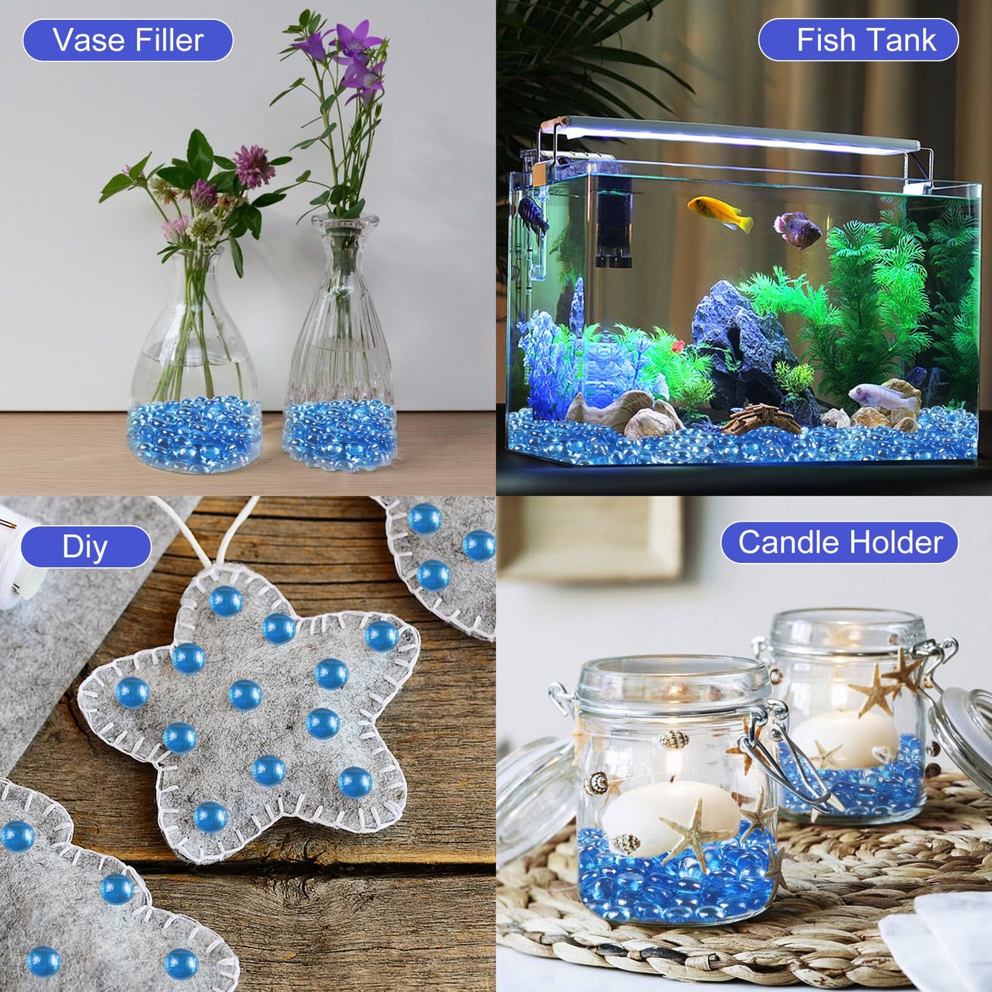 Fire Glass Beads for Fire Pit- Decorative Flat Glass Marbles for Vase, Aquarium, Home Decor