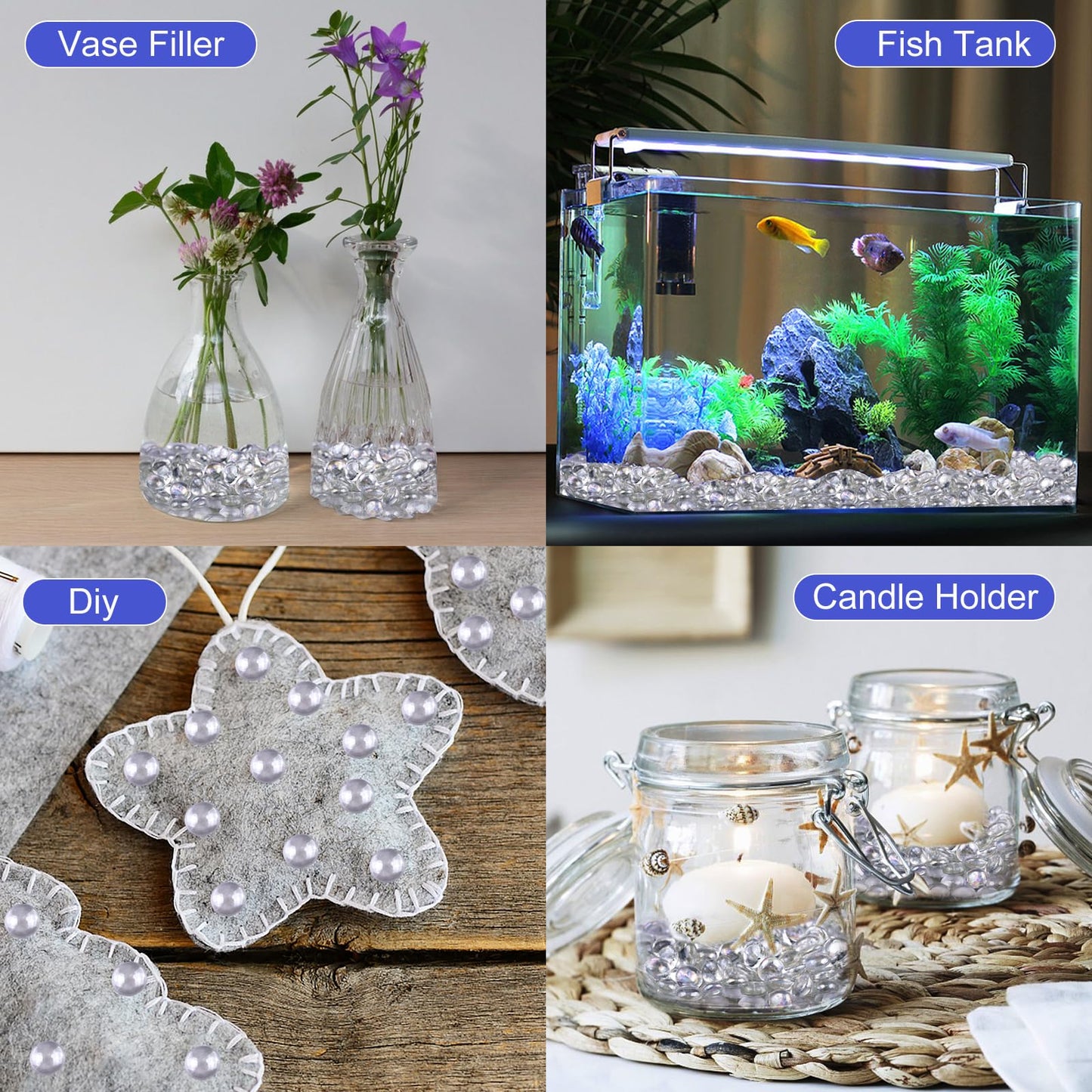 Fire Glass Beads for Fire Pit- Decorative Flat Glass Marbles for Vase, Aquarium, Home Decor