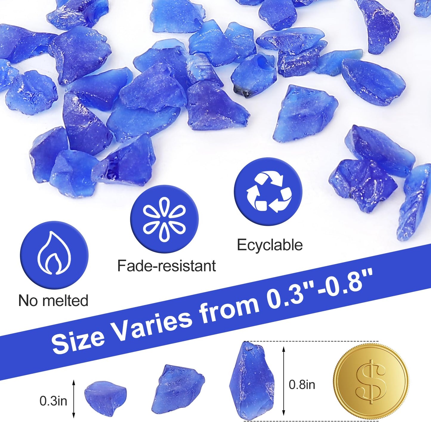 Forsted Sea Glass for Vase Filler, Aquarium, Home Decor, Firepit ,Wedding Decor