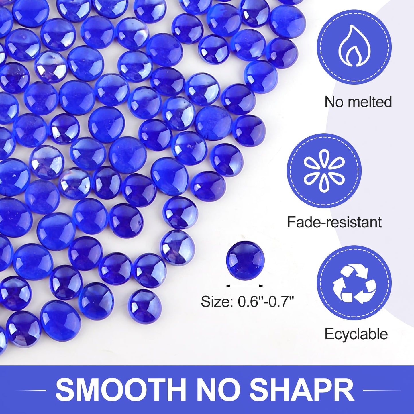 Fire Glass Beads for Fire Pit- Decorative Flat Glass Marbles for Vase, Aquarium, Home Decor