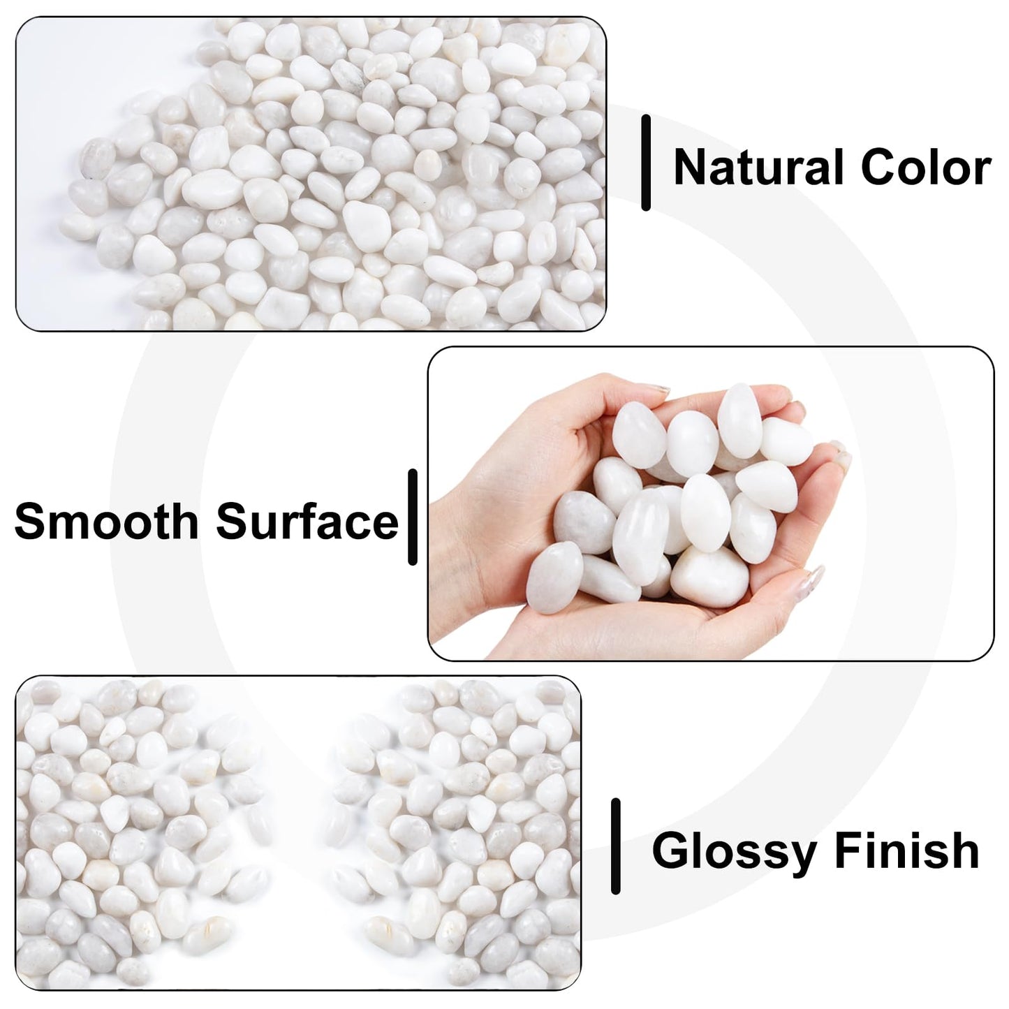 High Polished White Pebbles for Indoor Plants- Aquarium Fish Tank -Outdoor Garden Landscaping