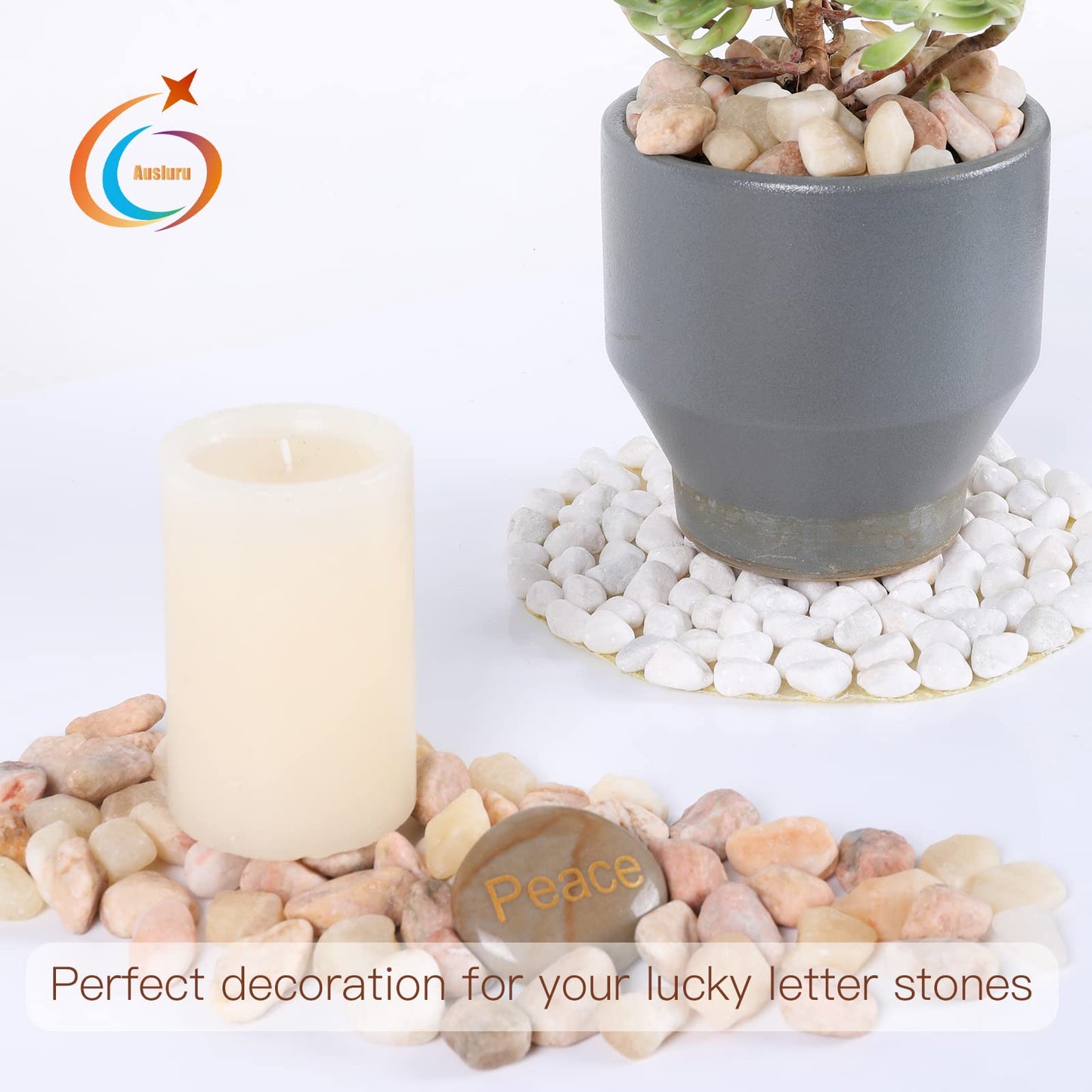 Natural Polished Pebbles, Ideal for Fish Tank, Vases, Succulents, Home Decor , Peach