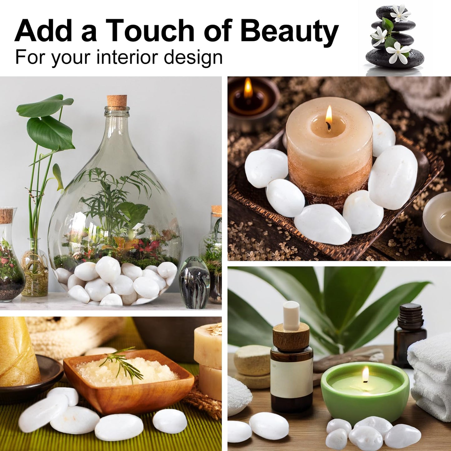 High Polished White Pebbles for Indoor Plants- Aquarium Fish Tank -Outdoor Garden Landscaping