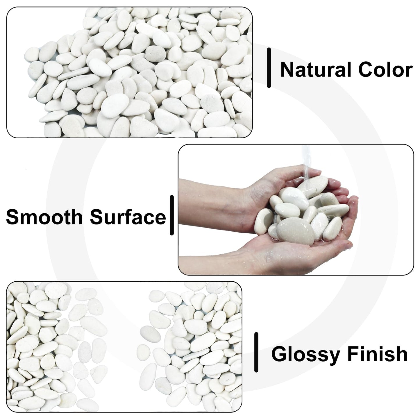 Pearl White Pebbles for Landscaping,Ideal for Aquarium, Home Decor,Terrarium,Plants