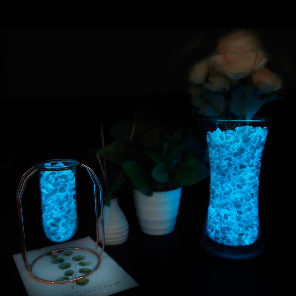 Glow in the Dark Stones - Blue Glow Rocks Pebbles for Outdoor Garden Landscaping Walkway & Indoor Decorative Glowing Stones for Aquarium Fish Tank