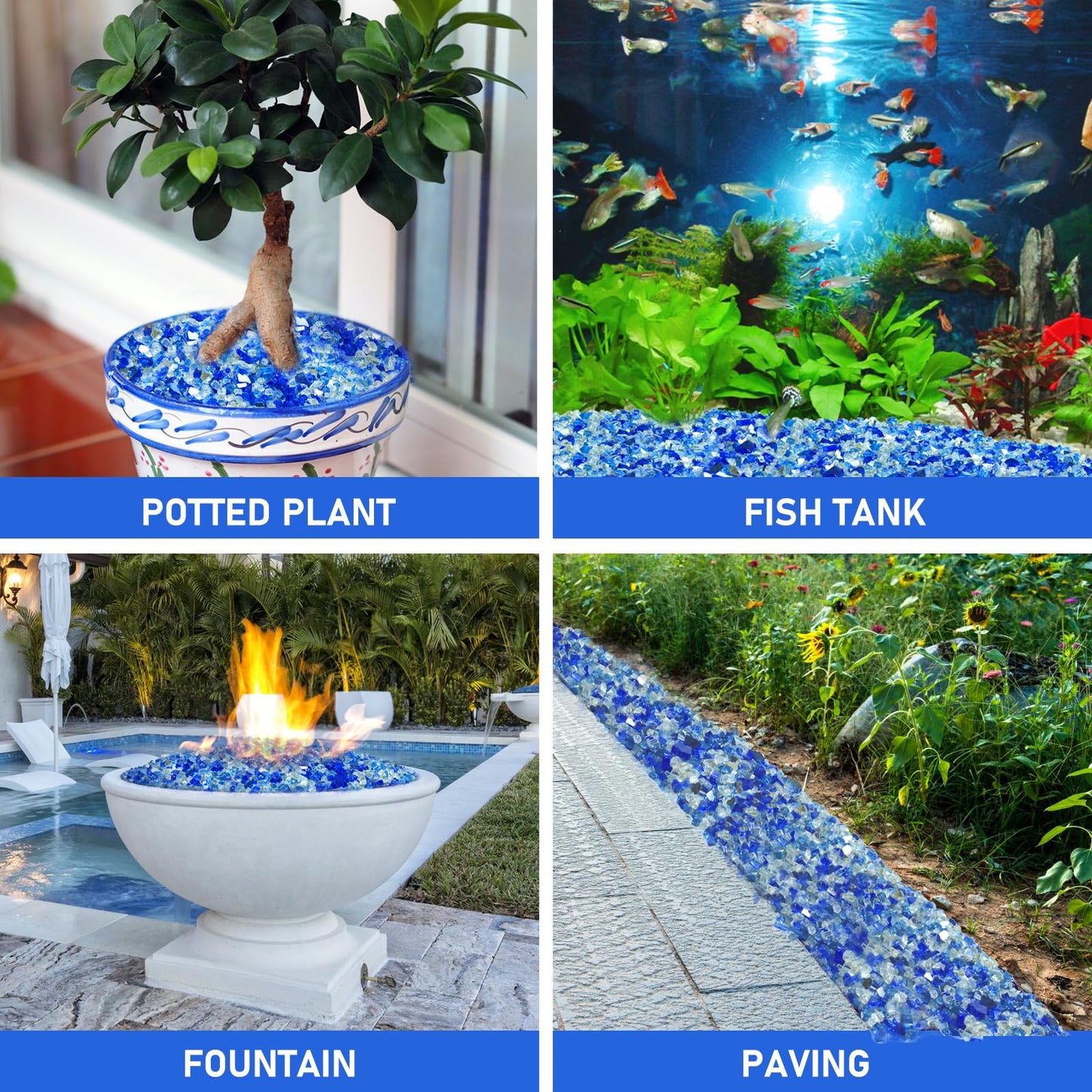 Fire Glass for Fire Pit - 1/2 inch Reflective Fire Glass Rocks for Propane and Gas Fireplace