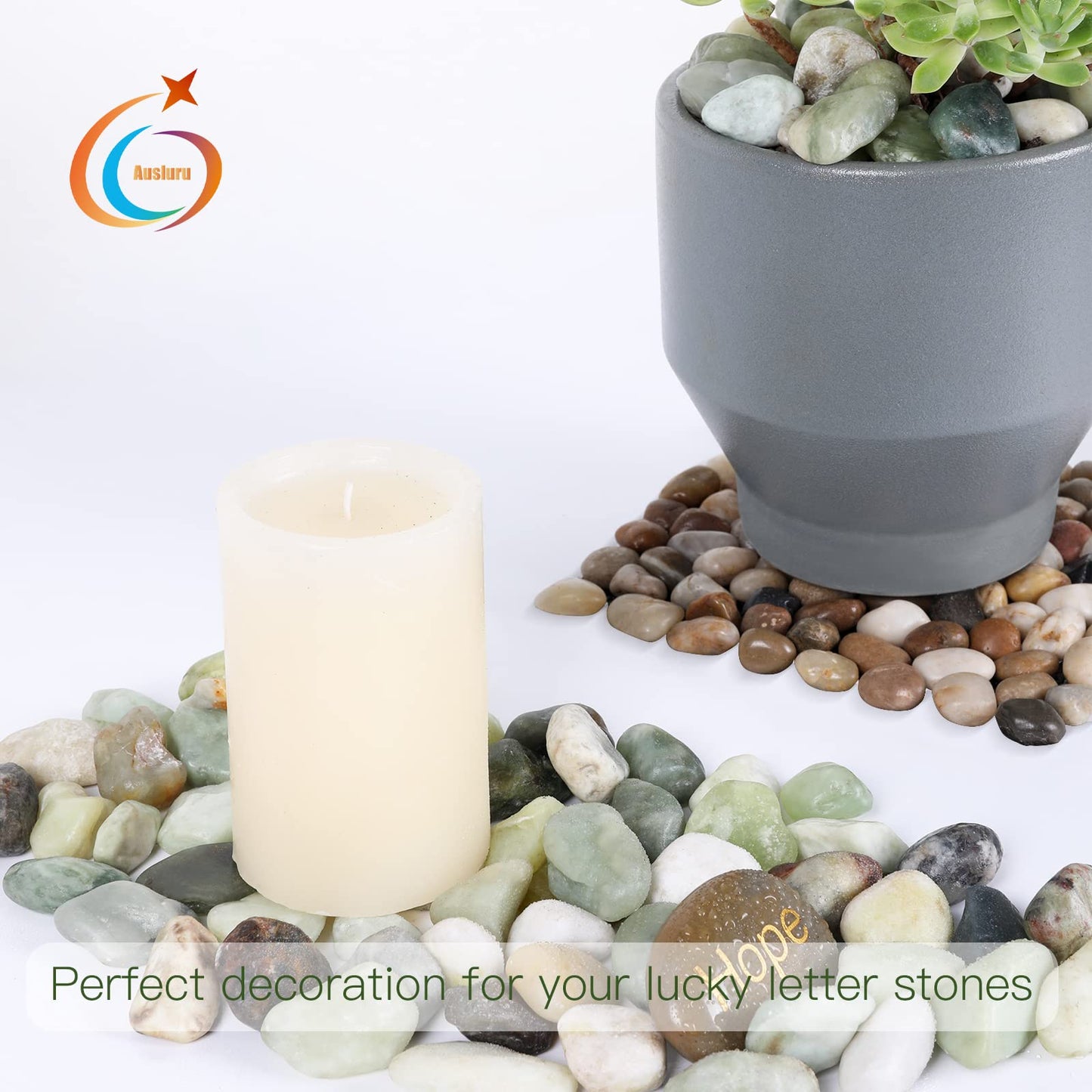 Jade Natural River Rocks Polished Pebbles for Landscaping, Plants, Fish Tank, Vases, Succulents, Crafting, Home Decor ,0.7"-1.6"