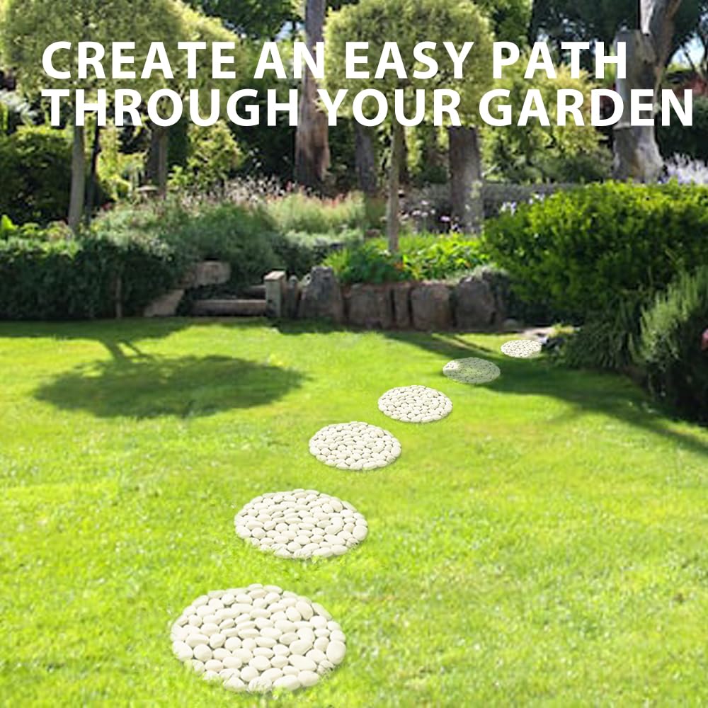 12 inch River Rock Stepping Stone - Pavers for Outdoor Garden Walkway, Landscaping Set of 6