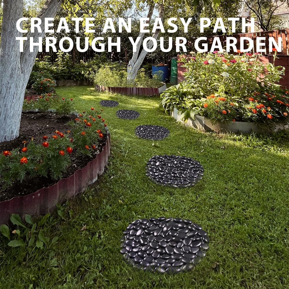 12 inch River Rock Stepping Stone - Pavers for Outdoor Garden Walkway, Landscaping Set of 6