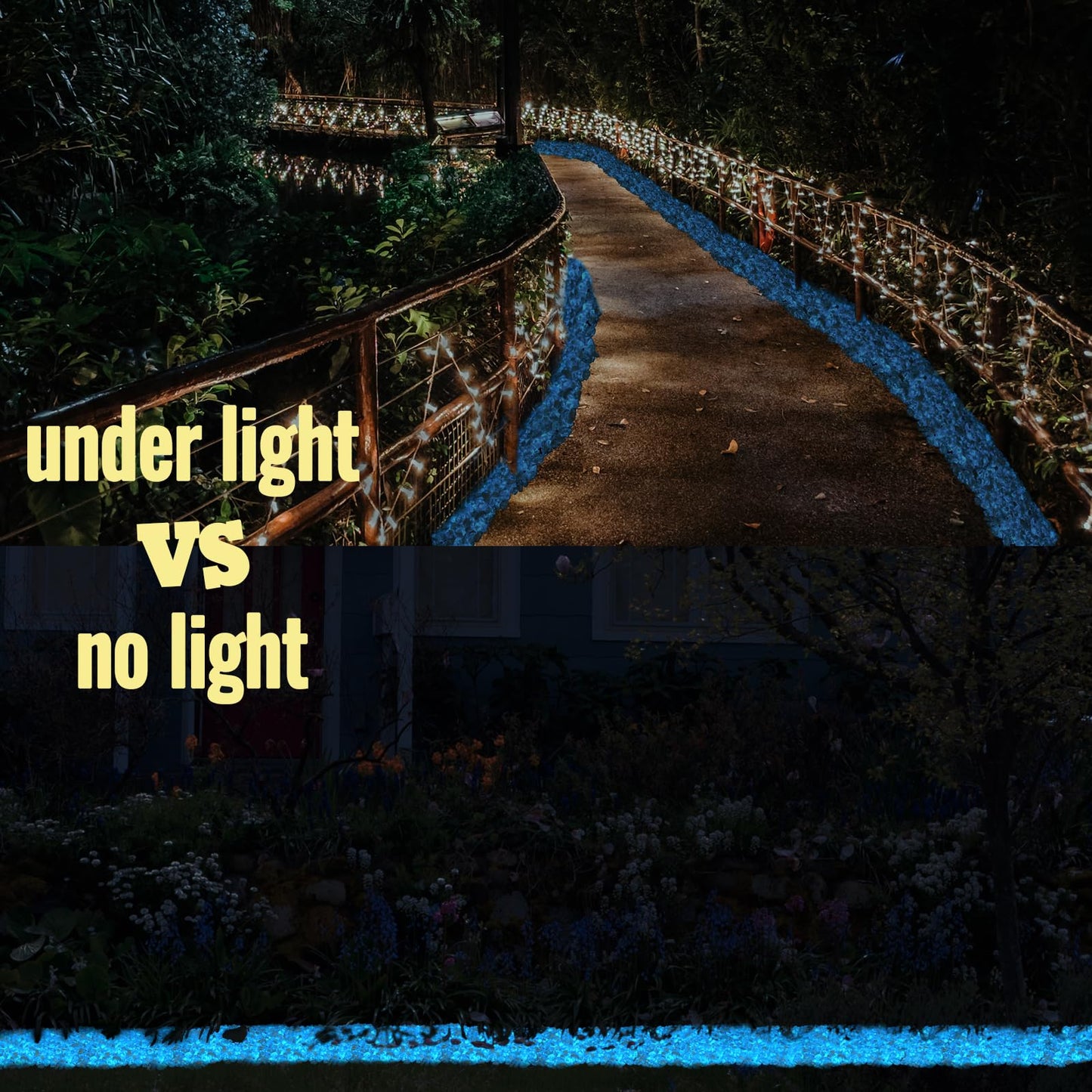 Glow in the Dark Stones - Blue Glow Rocks Pebbles for Outdoor Garden Landscaping Walkway & Indoor Decorative Glowing Stones for Aquarium Fish Tank