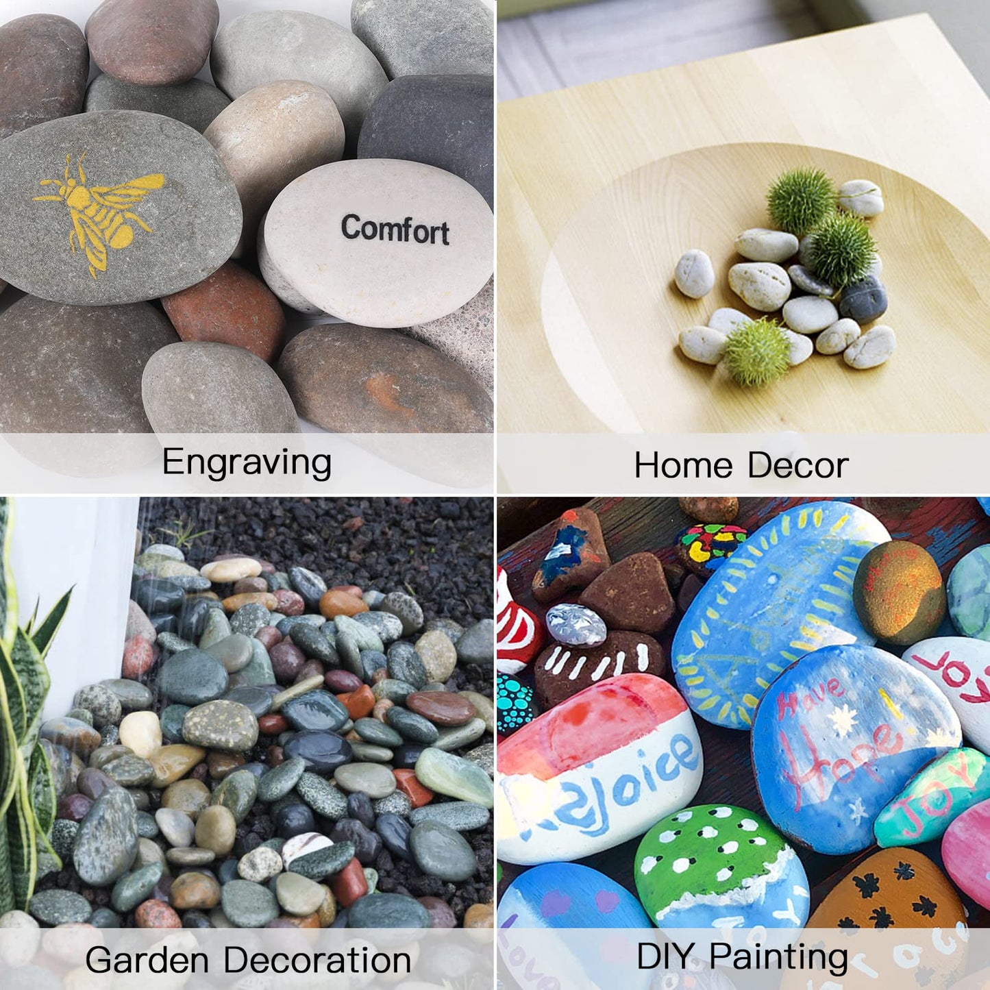 Mixed Color Smooth Pebbles River Rocks for Landscaping, Ideal for Home Decor, Aquariums, Painting, Crafting