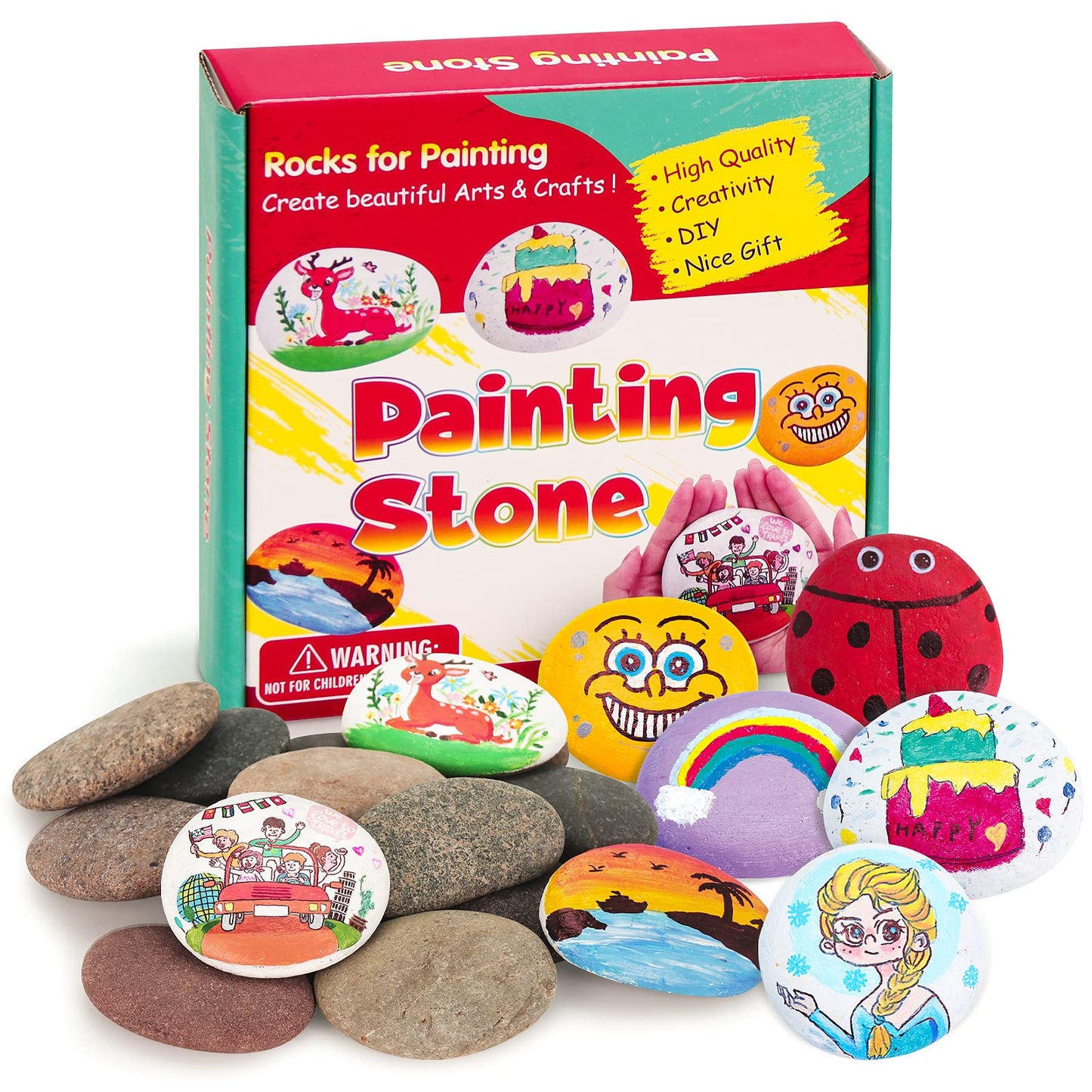 River Rocks for Painting-Extra Large Hand Picked Rock - Perfect for DIY, Kids Crafts, Kindness Stone, Garden & Home Decor, Holiday Gift