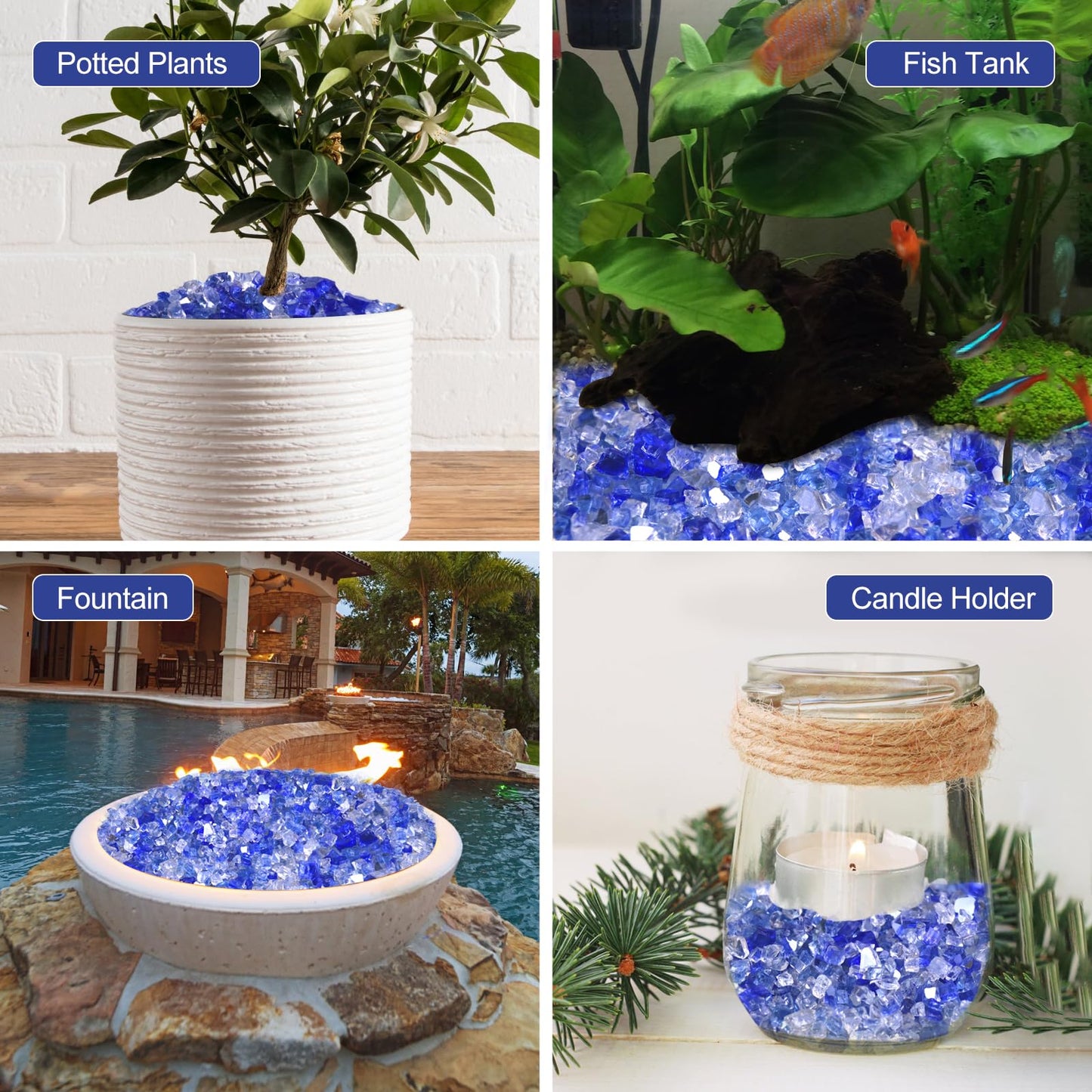 Fire Glass for Fire Pit - 1/2 inch Reflective Fire Glass Rocks for Propane and Gas Fireplace