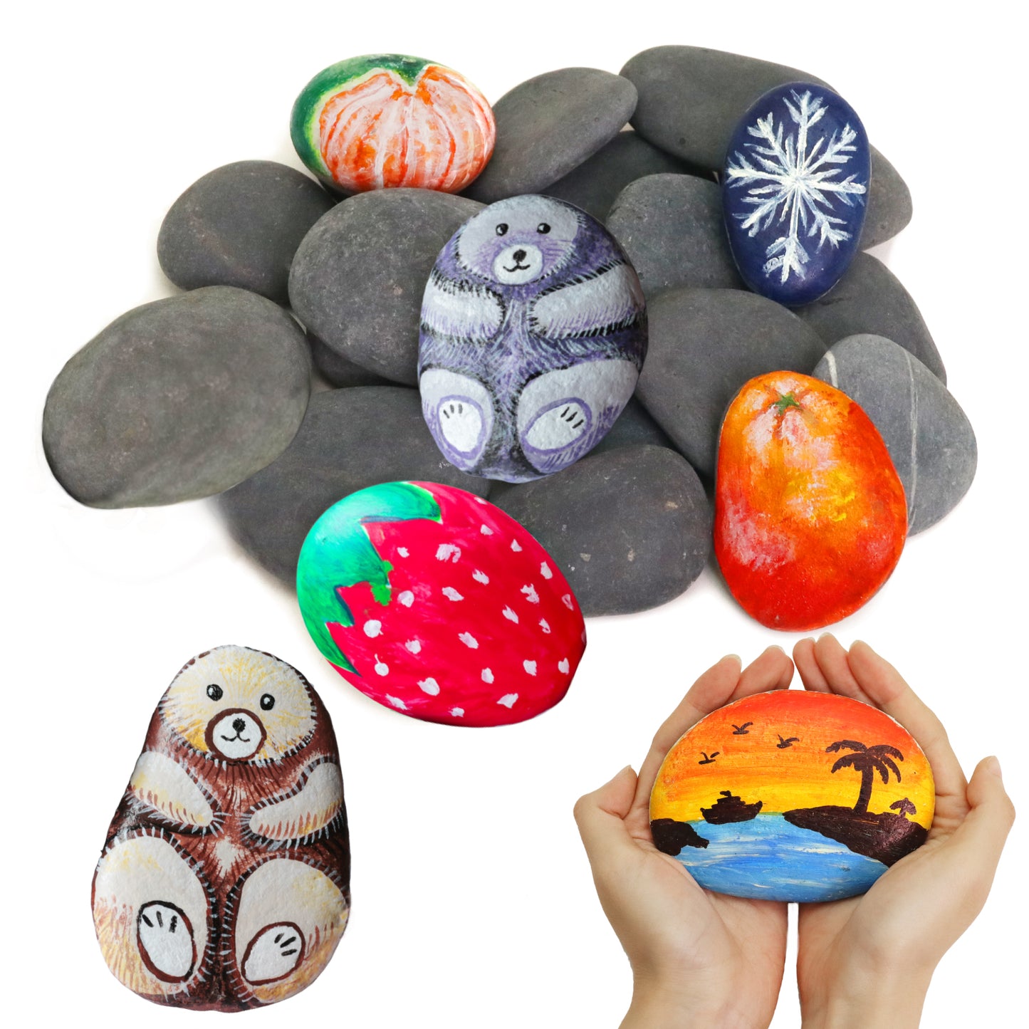 River Rocks for Painting- Hand Picked Rock -Flat-Smooth Painting Rocks- Perfect for DIY, Kids Crafts, Kindness Stone, Garden & Home Decor, Holiday Gift