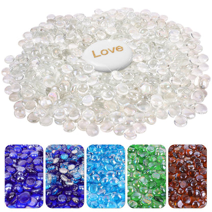 Fire Glass Beads for Fire Pit- Decorative Flat Glass Marbles for Vase, Aquarium, Home Decor