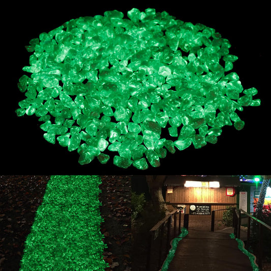 Glow in the Dark Stones - Green Glow Rocks Pebbles for Outdoor Garden Landscaping Walkway & Indoor Decorative Glowing Stones for Aquarium Fish Tank