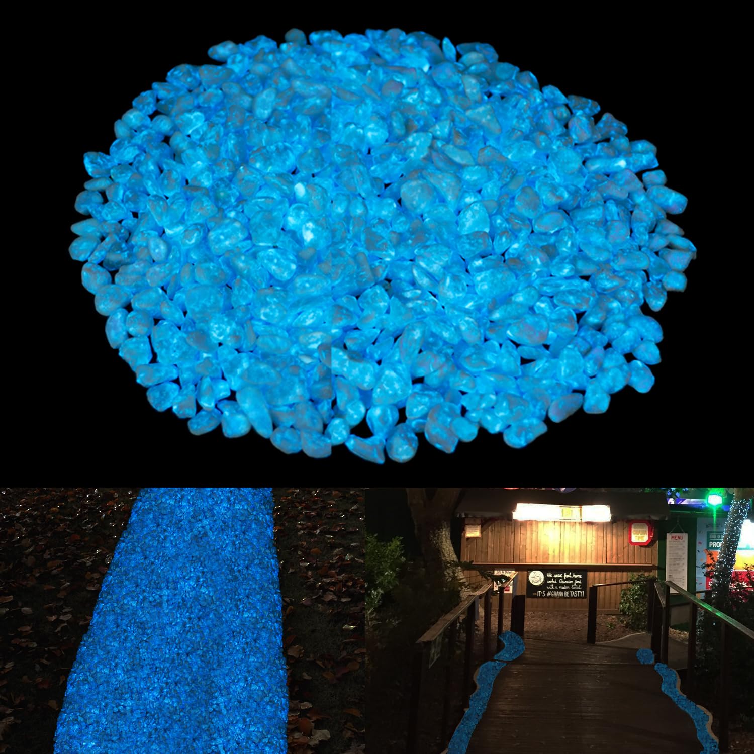 Glow in the Dark Stones - Blue Glow Rocks Pebbles for Outdoor Garden L ...