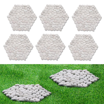 12 inch River Rock Stepping Stone - Pavers for Outdoor Garden Walkway, Landscaping,Hexagon Set of 6