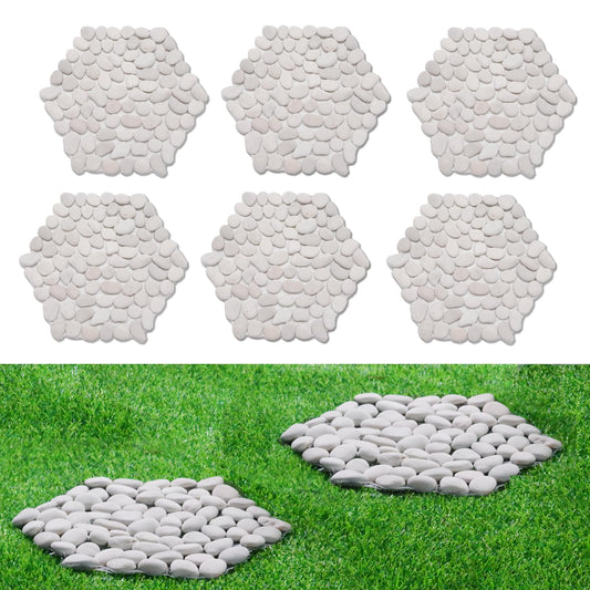 12 inch River Rock Stepping Stone - Pavers for Outdoor Garden Walkway, Landscaping,Hexagon Set of 6