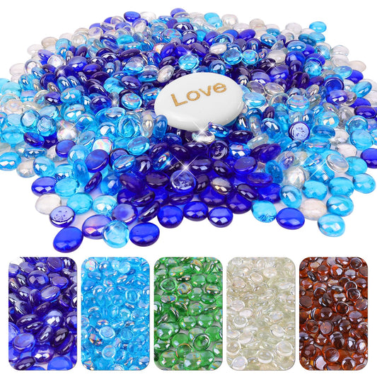 Fire Glass Beads for Fire Pit- Decorative Flat Glass Marbles for Vase, Aquarium, Home Decor