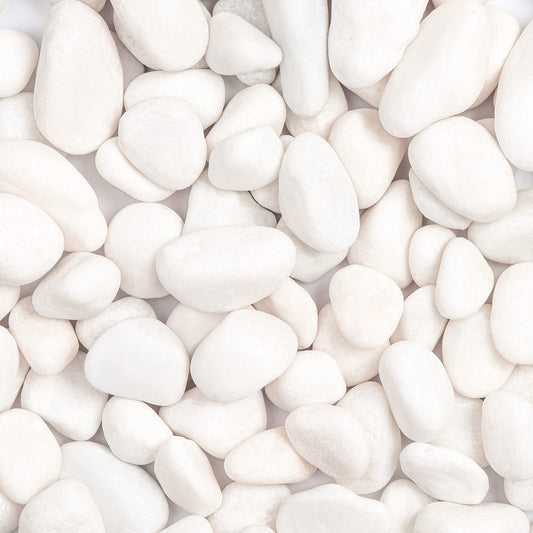 Snow White Natural River Rocks Polished Pebbles for Landscaping, Plants, Fish Tank, Vases, Succulents, Crafting, Home Decor ,0.7"-1.6"