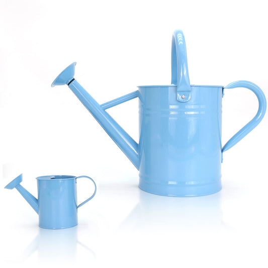 Metal Watering Can (1 Gallon) for Outdoor&Indoor Plants with Free Small Watering can for Kids, Plant Watering Can with Removable spout, Perfect for Garden Flower, Houseplants, Blue