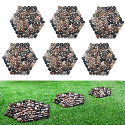 12 inch River Rock Stepping Stone - Pavers for Outdoor Garden Walkway, Landscaping,Hexagon Set of 6