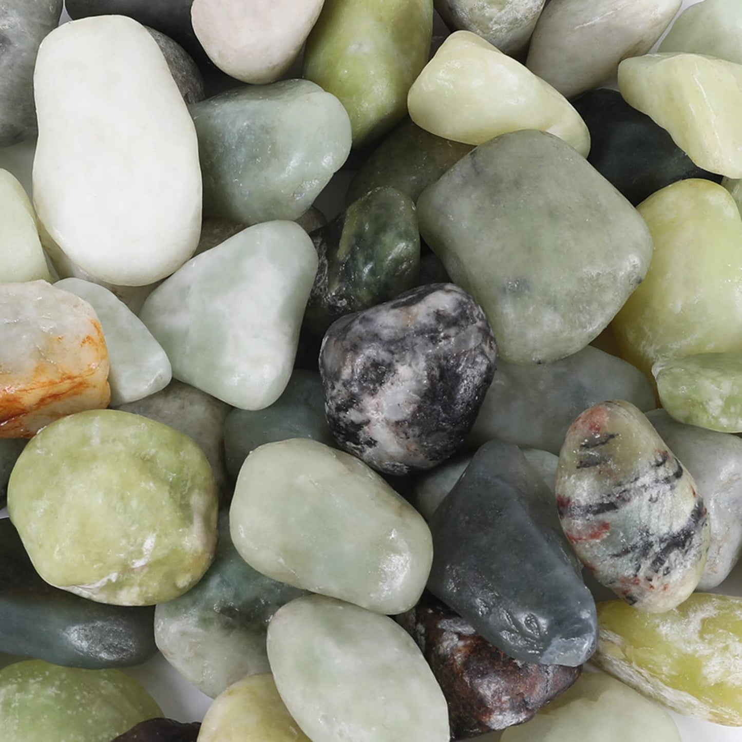 Jade Natural River Rocks Polished Pebbles for Landscaping, Plants, Fish Tank, Vases, Succulents, Crafting, Home Decor ,0.7"-1.6"