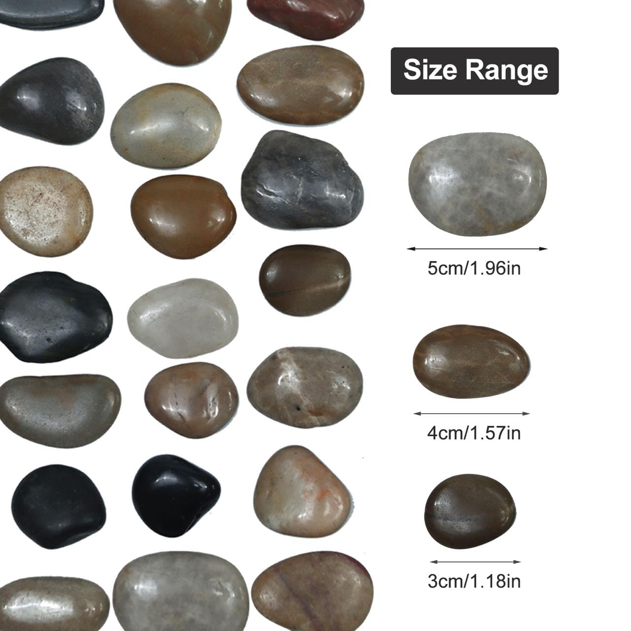 Rain Forest Mixed River Rocks for Landscaping-Polished Pebbles for Plants-Garden Decorative Stones-1-2" Large Plant Rocks,Ideal for Aquarium, Home Decor