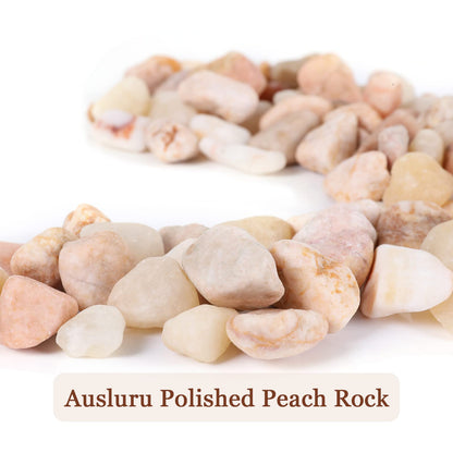 Natural Polished Pebbles, Ideal for Fish Tank, Vases, Succulents, Home Decor , Peach