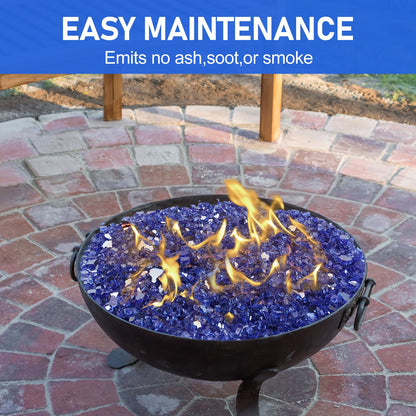 Fire Glass for Fire Pit - 1/2 inch Reflective Fire Glass Rocks for Propane and Gas Fireplace