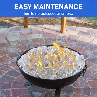 Fire Glass for Fire Pit - 1/2 inch Reflective Fire Glass Rocks for Propane and Gas Fireplace