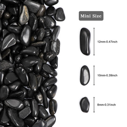 Black Natural River Rocks Polished Pebbles for Landscaping, Plants, Fish Tank, Vases, Succulents, Crafting, Home Decor ,0.3"-0.5"
