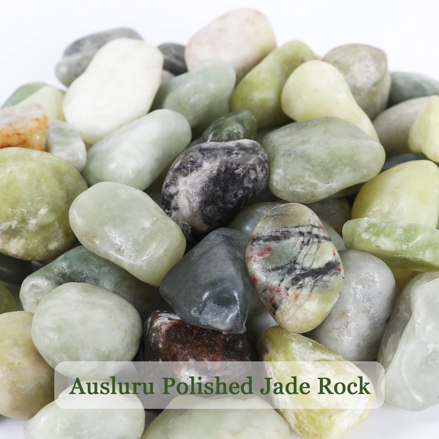 Jade Natural River Rocks Polished Pebbles for Landscaping, Plants, Fish Tank, Vases, Succulents, Crafting, Home Decor ,0.7"-1.6"