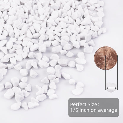 Snow White Polished Gravel for Plants Garden, Decorative Pebbles Ideal for Fish Tank, Vases, Succulents, Crafting, Home Decor