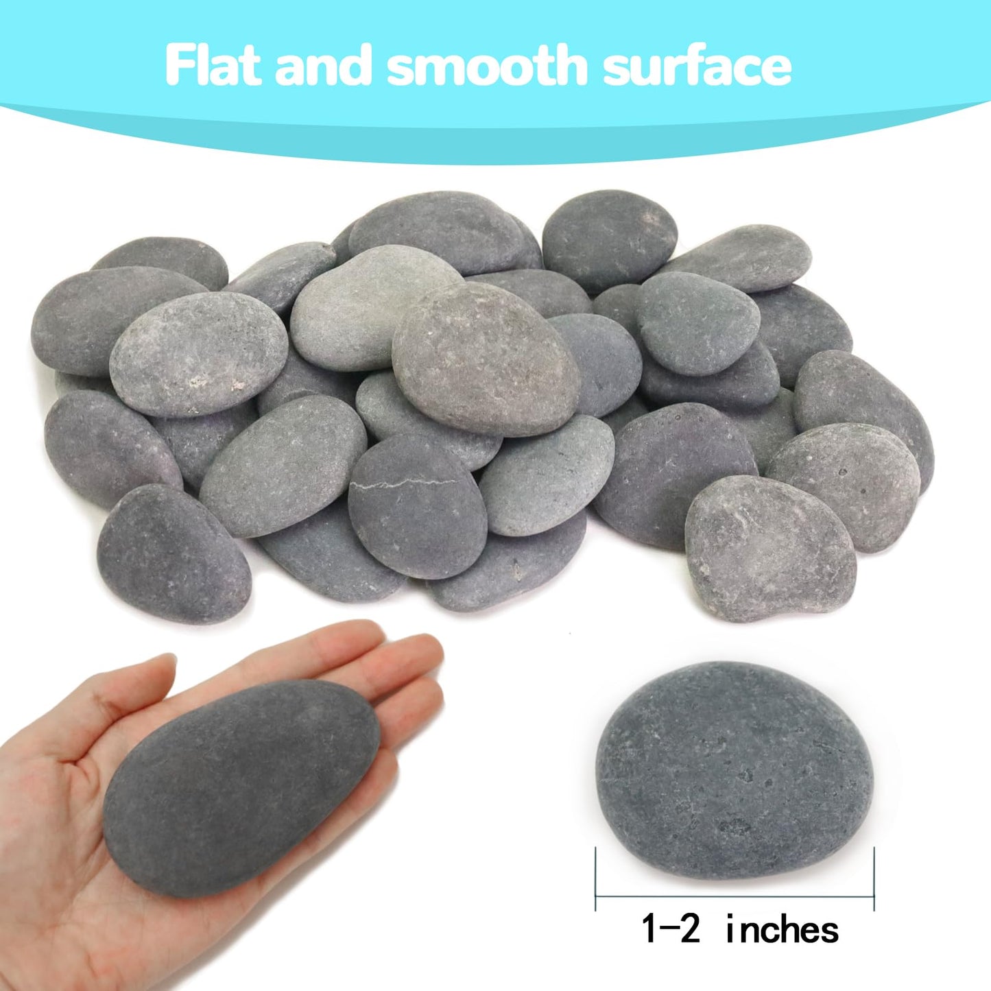 River Rocks for Painting- Hand Picked Rock -Flat-Smooth Painting Rocks- Perfect for DIY, Kids Crafts, Kindness Stone, Garden & Home Decor, Holiday Gift