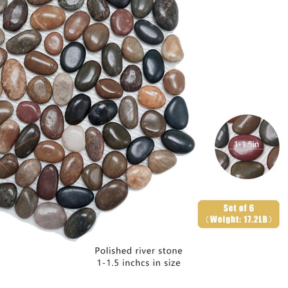12 inch River Rock Stepping Stone - Pavers for Outdoor Garden Walkway, Landscaping,Hexagon Set of 6