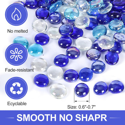 Fire Glass Beads for Fire Pit- Decorative Flat Glass Marbles for Vase, Aquarium, Home Decor