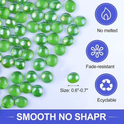 Fire Glass Beads for Fire Pit- Decorative Flat Glass Marbles for Vase, Aquarium, Home Decor