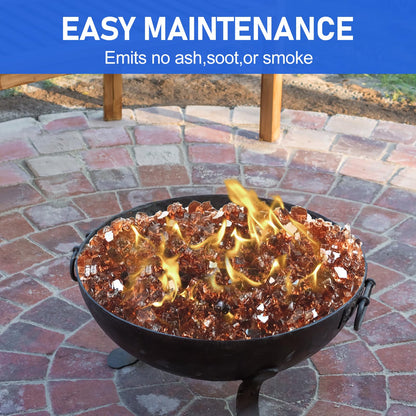 Fire Glass for Fire Pit - 1/2 inch Reflective Fire Glass Rocks for Propane and Gas Fireplace