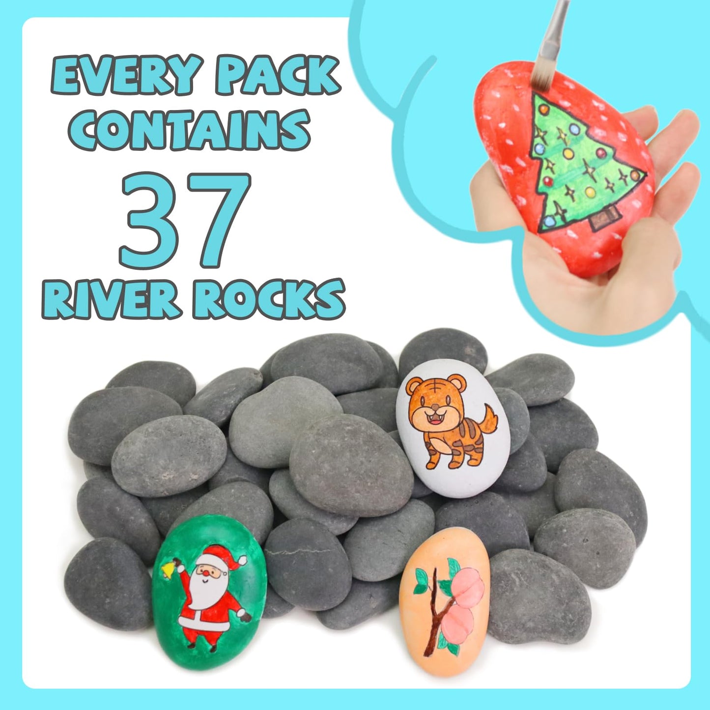 River Rocks for Painting- Hand Picked Rock -Flat-Smooth Painting Rocks- Perfect for DIY, Kids Crafts, Kindness Stone, Garden & Home Decor, Holiday Gift