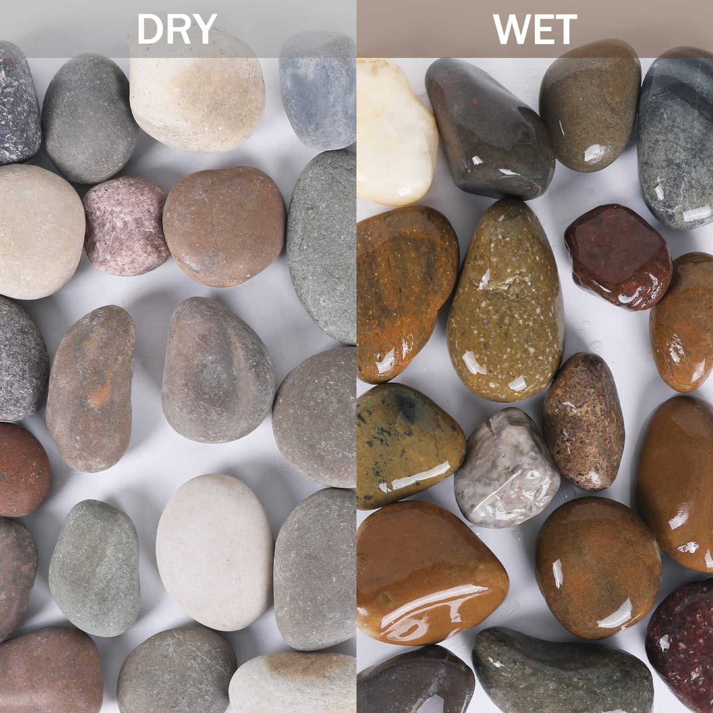 Mixed Color Smooth Pebbles River Rocks for Landscaping,  Ideal for Home Decor, Aquariums, Painting, Crafting