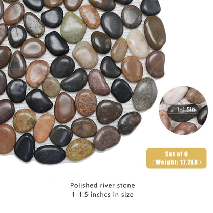 12 inch River Rock Stepping Stone - Pavers for Outdoor Garden Walkway, Landscaping  Set of 6