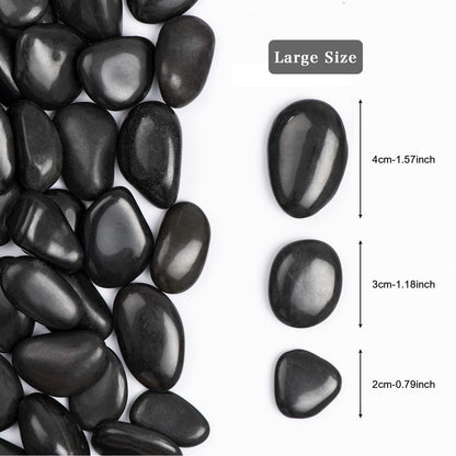 Black Natural River Rocks Polished Pebbles for Landscaping, Plants, Fish Tank, Vases, Succulents, Crafting, Home Decor ,0.7"-1.6"