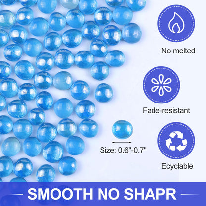 Fire Glass Beads for Fire Pit- Decorative Flat Glass Marbles for Vase, Aquarium, Home Decor