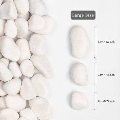 Snow White Natural River Rocks Polished Pebbles for Landscaping, Plants, Fish Tank, Vases, Succulents, Crafting, Home Decor ,0.7"-1.6"