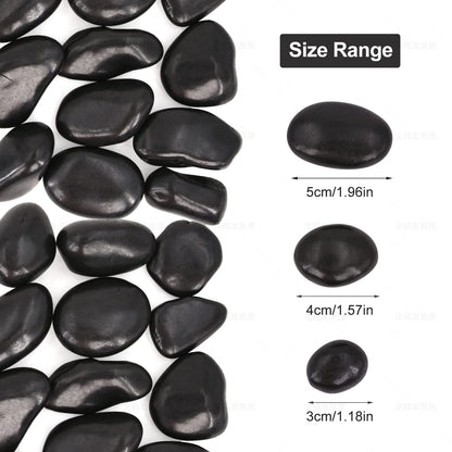 Black River Rocks for Landscaping-Polished Pebbles for Plants-Garden Decorative Stones-1-2" Large Plant Rocks,Ideal for Aquarium, Home Decor