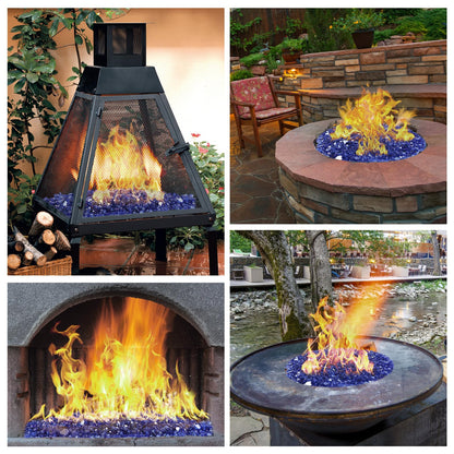Fire Glass for Fire Pit - 1/2 inch Reflective Fire Glass Rocks for Propane and Gas Fireplace